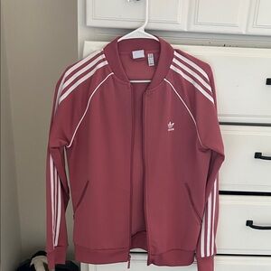 Adidas Rose Track Jacket with White Stripes
